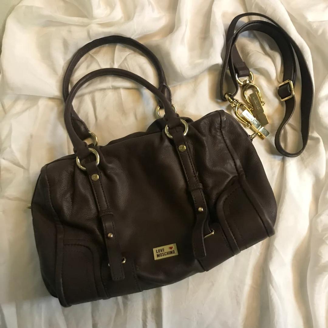 Moschino 러브모스키노 투웨이 브라운 레더 백 | 후루츠패밀리
