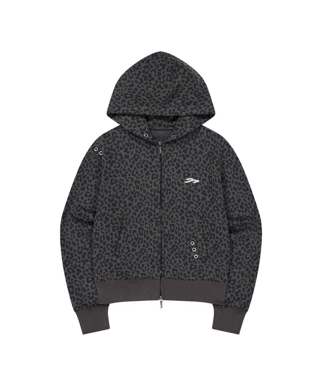 (1/2 예약배송) 주영X탄산 후드집업 레오파드 차콜