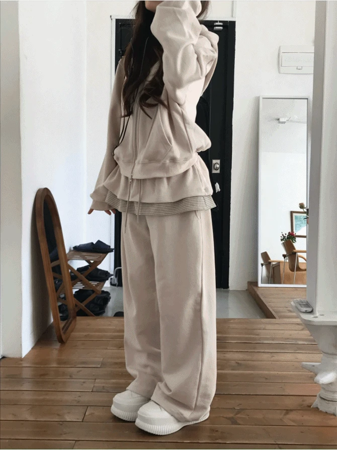 pt - 체크 프릴 트레이닝 팬츠