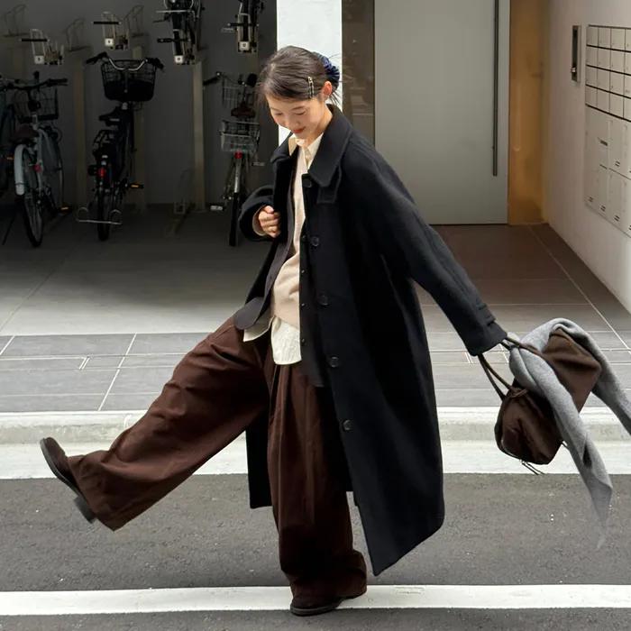 [왕슈멍 착용] WOOL BALMACAAN COAT (BLACK)