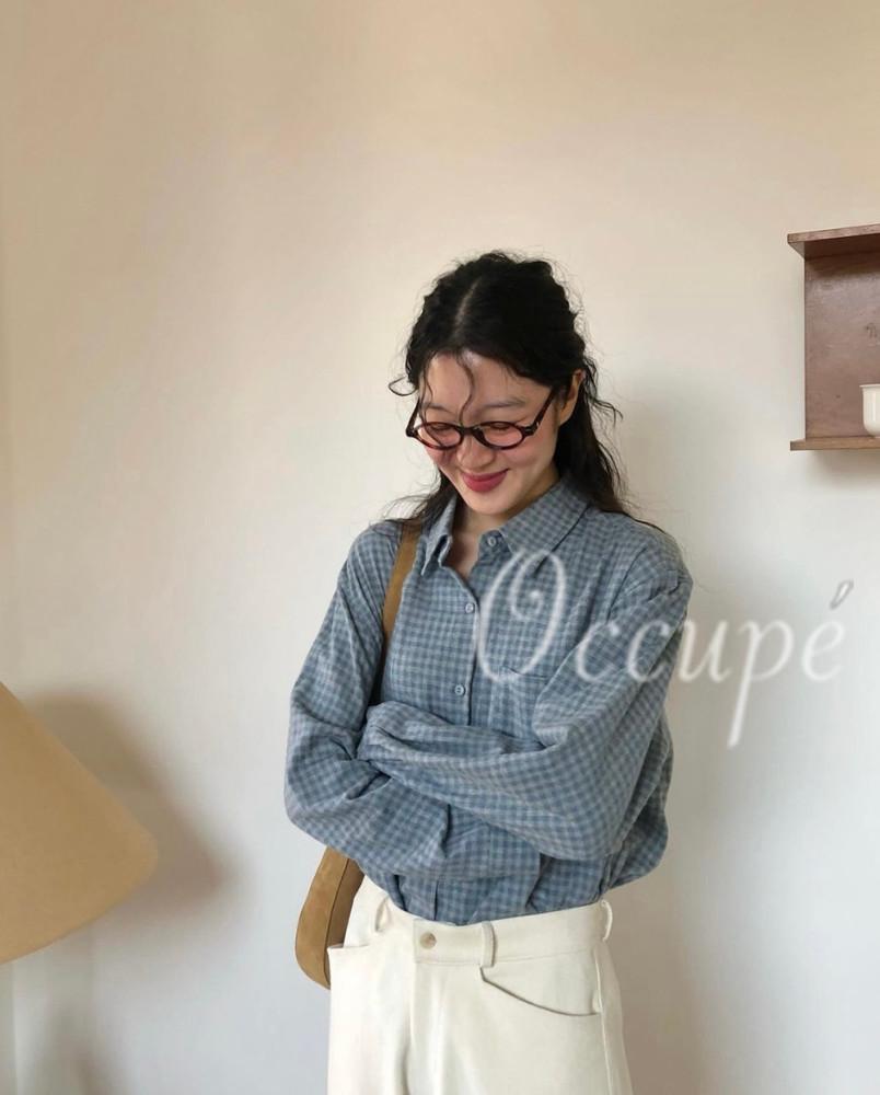 [당일발송]웨더 피치 체크 셔츠 (2col) weather 체크남방