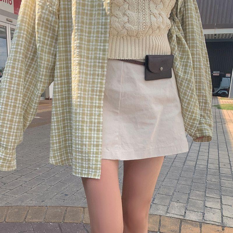 [모코블링] 코튼 버튼 미니스커트 버튼스커트 코튼스커트 미니스커트 a라인스커트