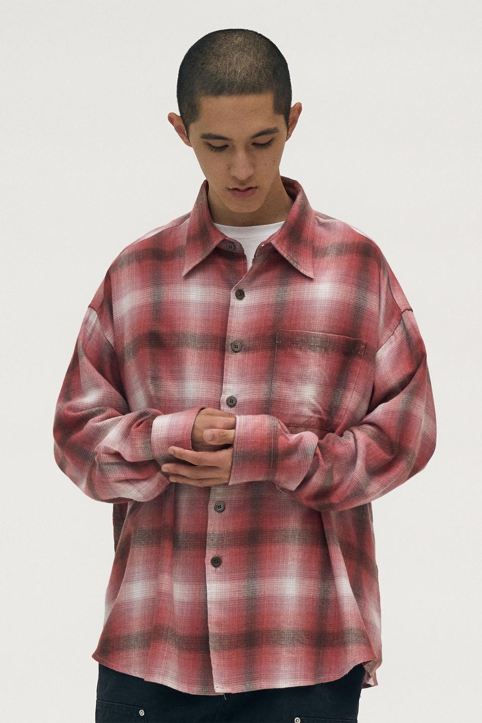 FLANNEL OMBRE CHECK SHIRT  [RED]