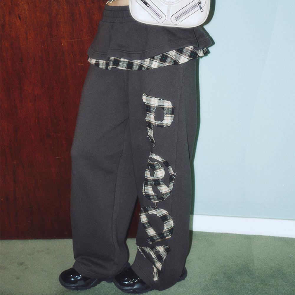 PRDA FRILL SKIRT WIDE PANTS DARK CHARCOAL