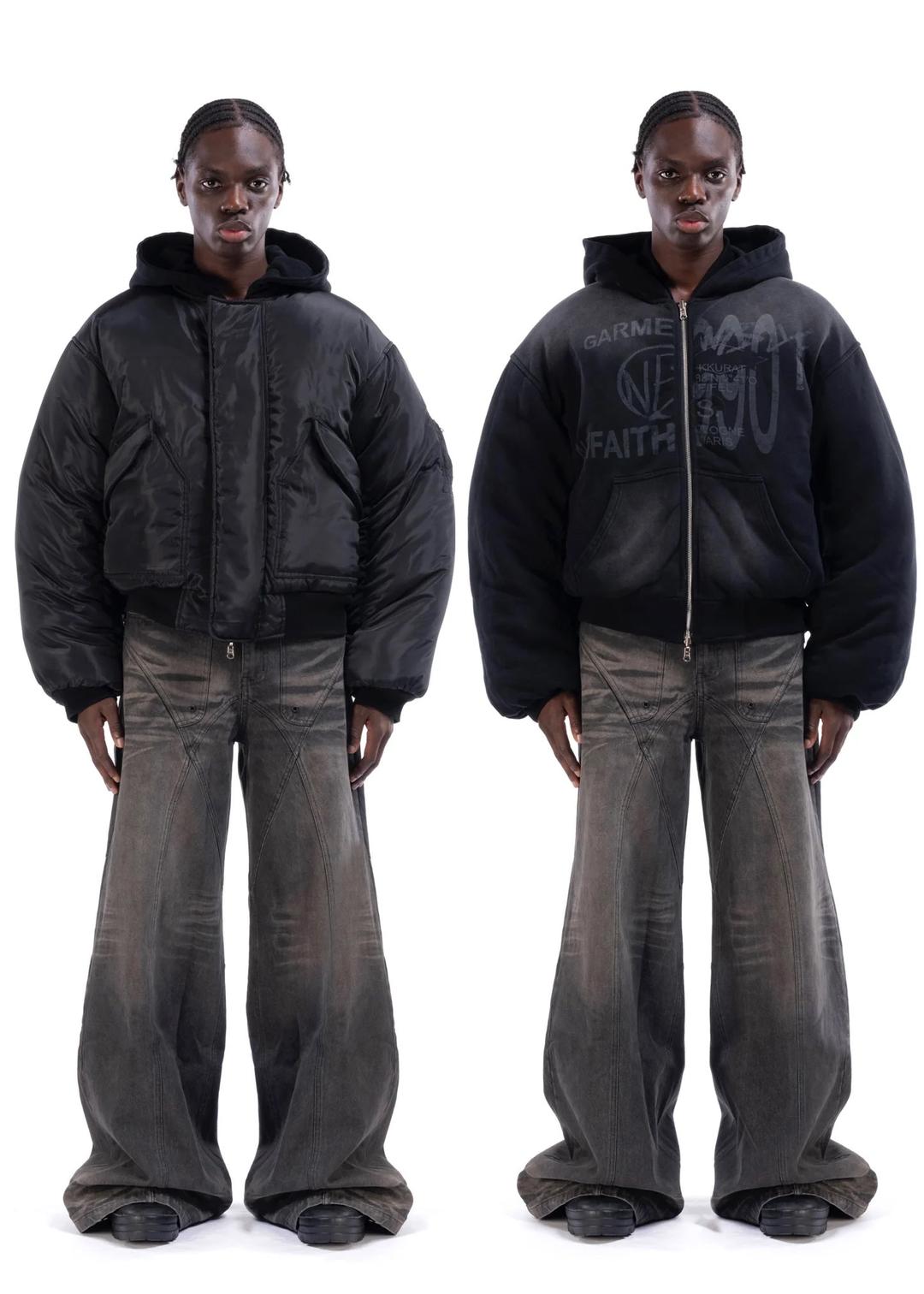 REVERSIBLE HOOD BOMBER JACKET BLACK - SMALL