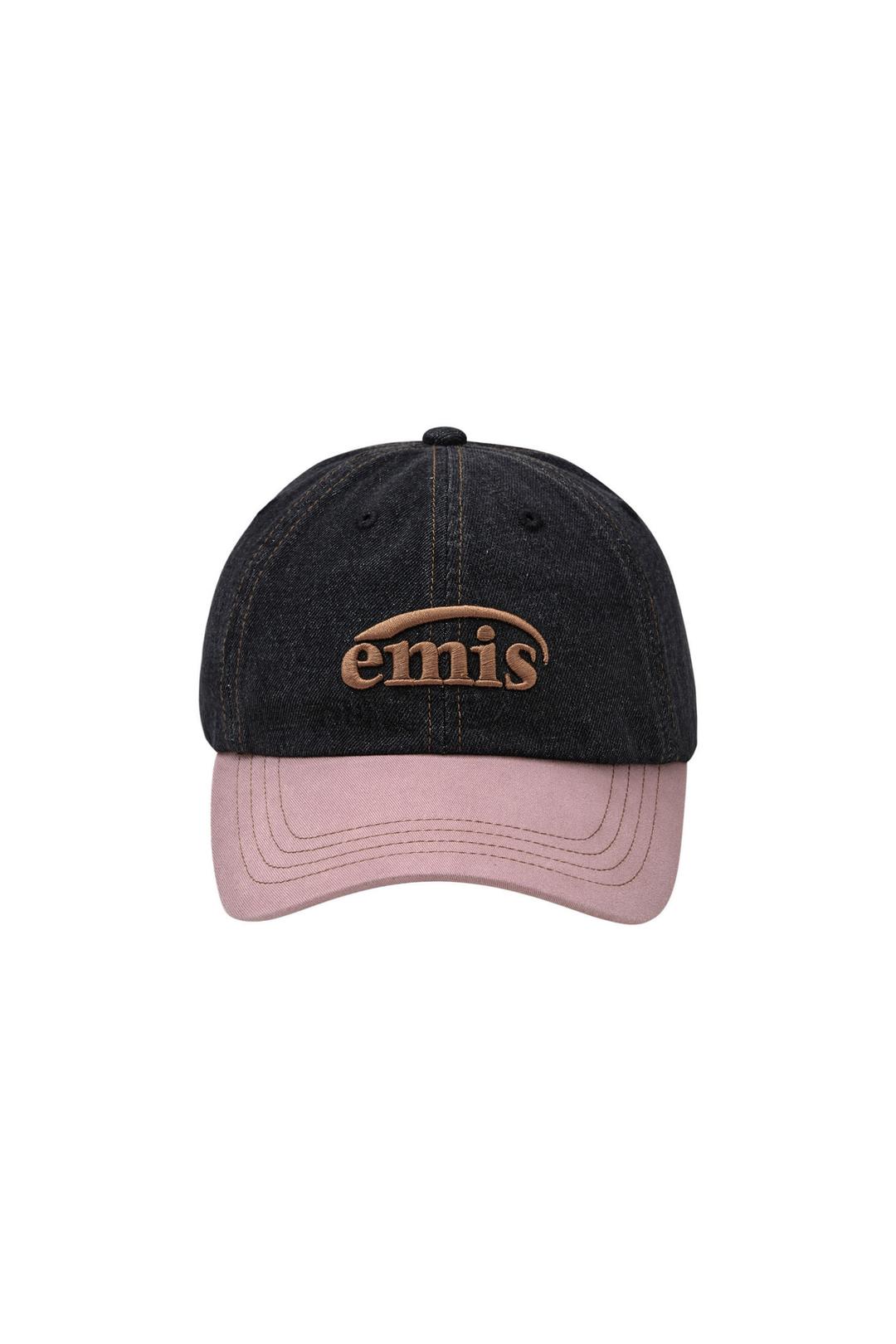 WASHED DENIM BALL CAP-GRAY/PINK