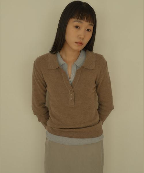COLLAR ALPACA KNIT [ LATTE ]