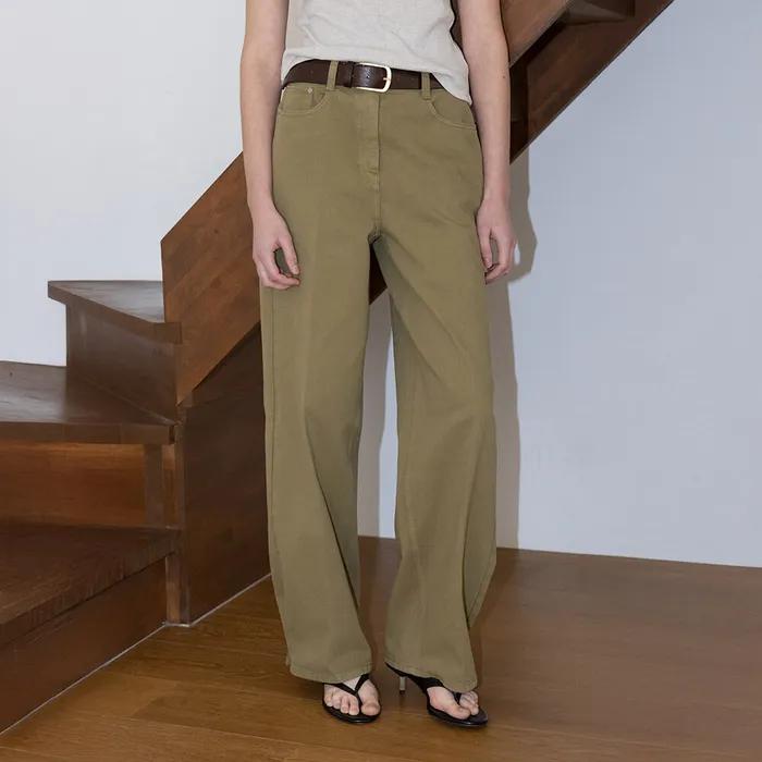 Hem Line Snap Barrel Denim Pants SJ6SL619_2color