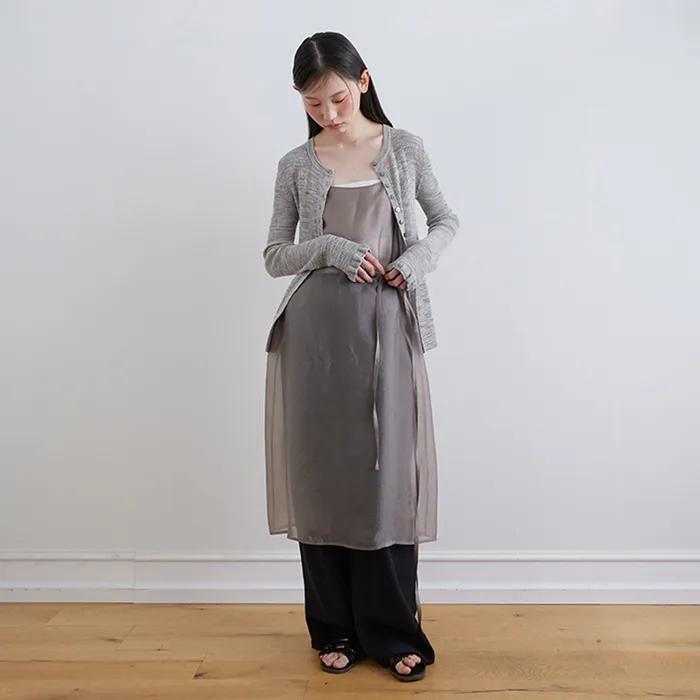 Ruffle sleeve cardigan_GREY