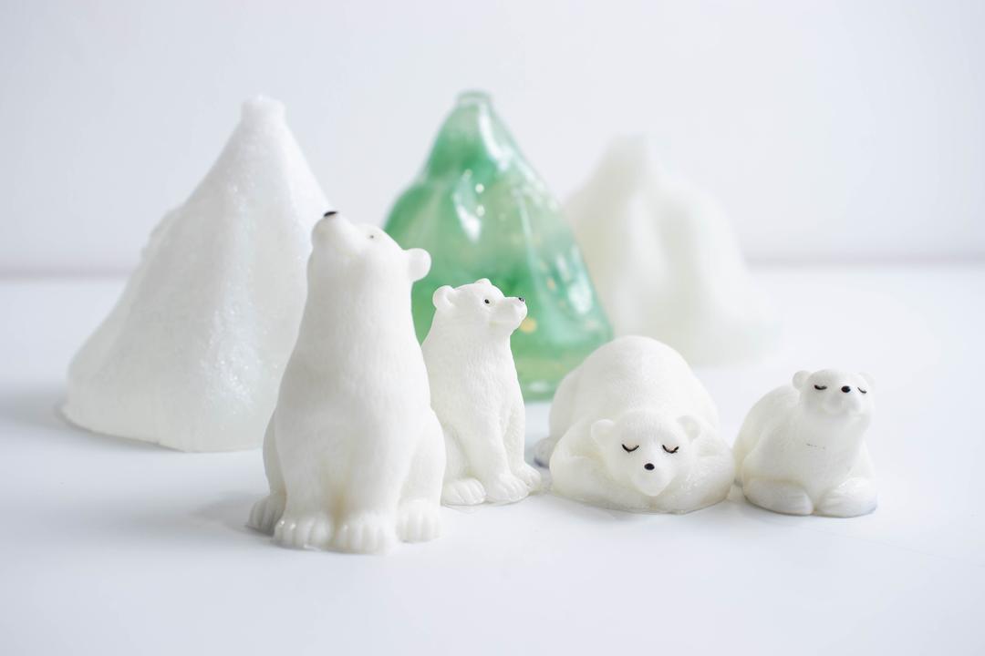 실리콘몰드 빙하를 지켜주세요 북극곰 가족 석고방향제 얼음틀 디자인캔틀 레진몰드(택1)