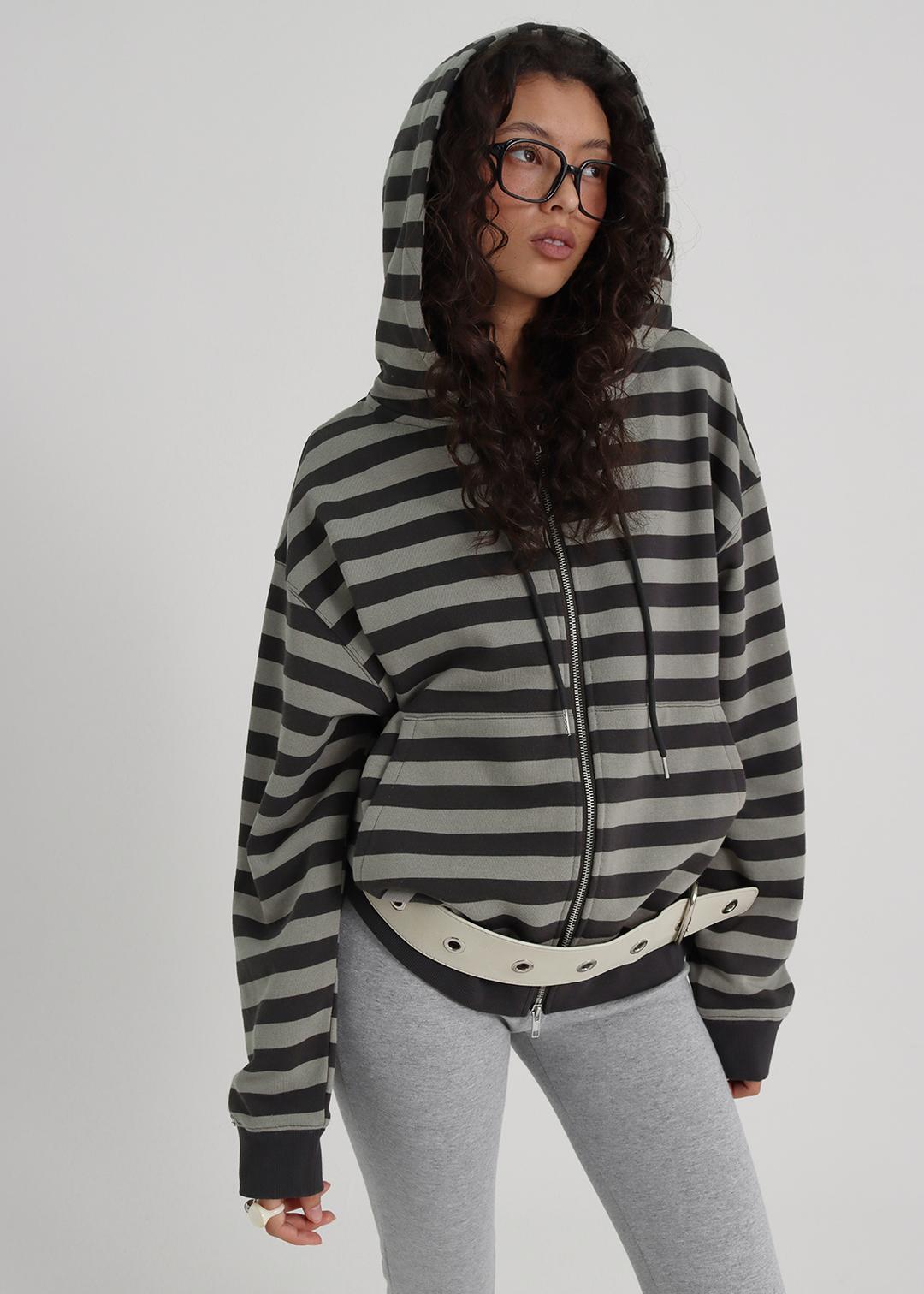 블랙업 [B-BASIC] 볼드 스트라이프 후드집업