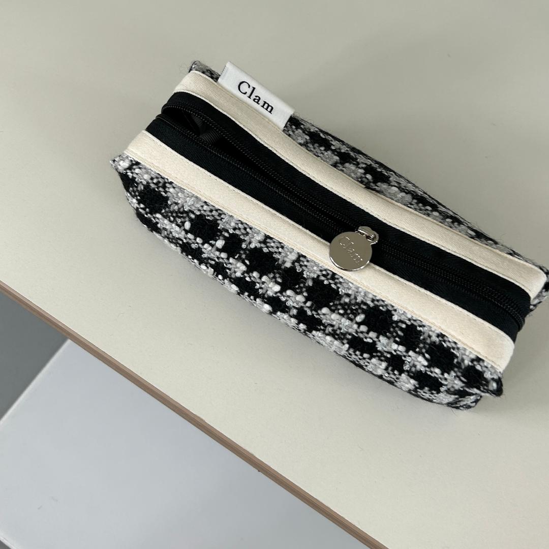 Clam round pencilcase _ Tweed gray