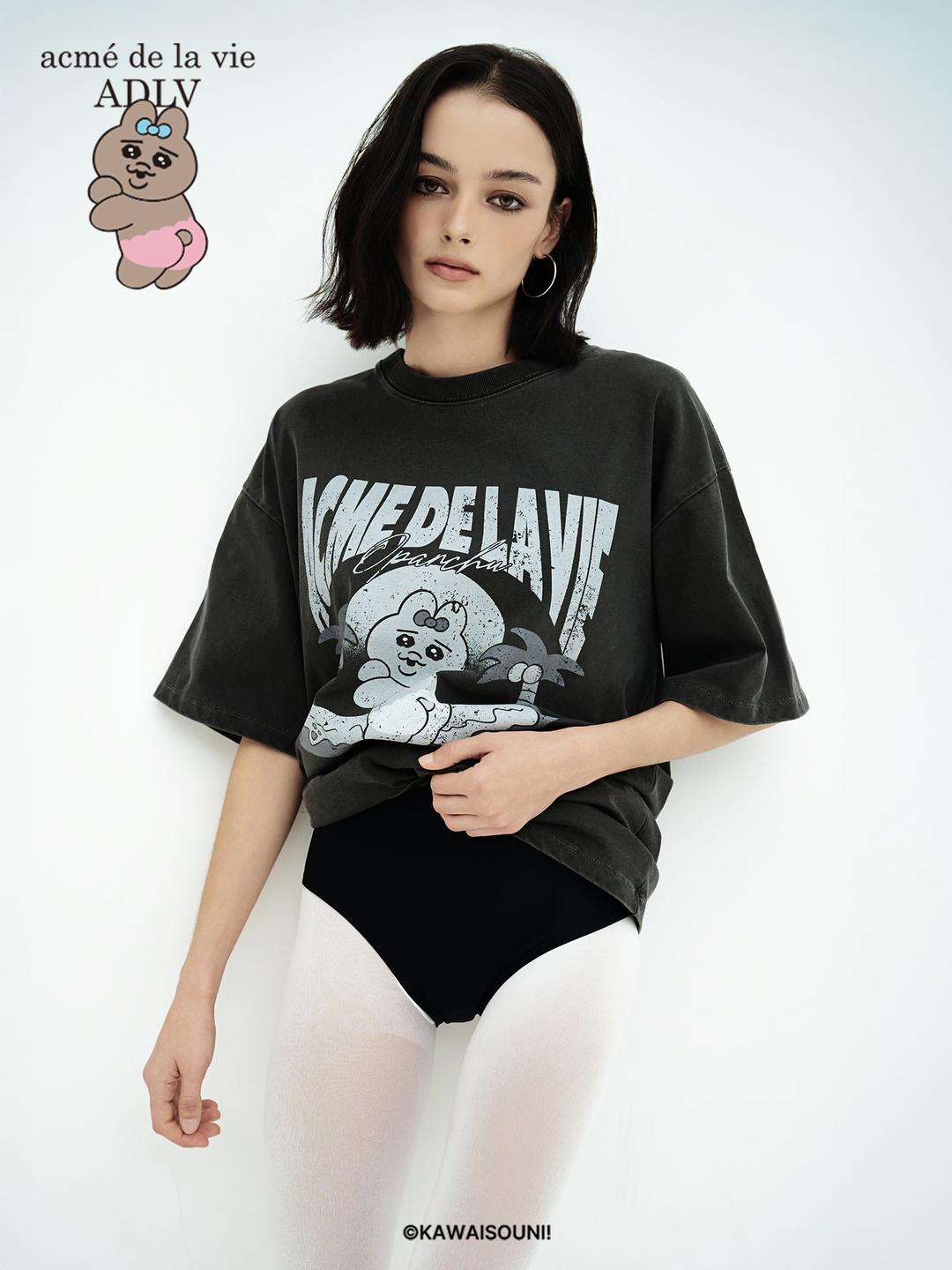 빤쮸토끼 BEACH OPANCHU USAGI PIGMENT SHORT SLEEVE T-SHIRT