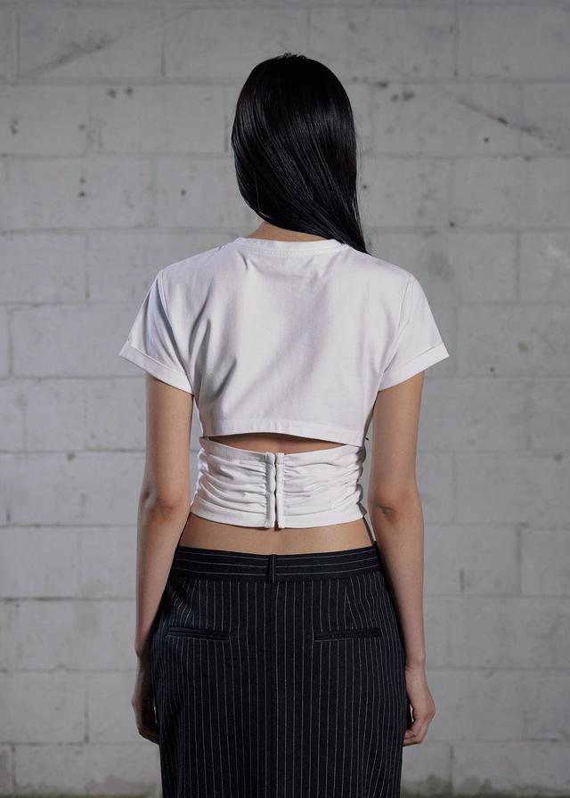 BACK HOOKED SHIRRING T, WHITE