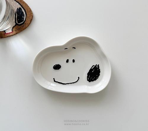 스누피 다이컷 페이스 접시