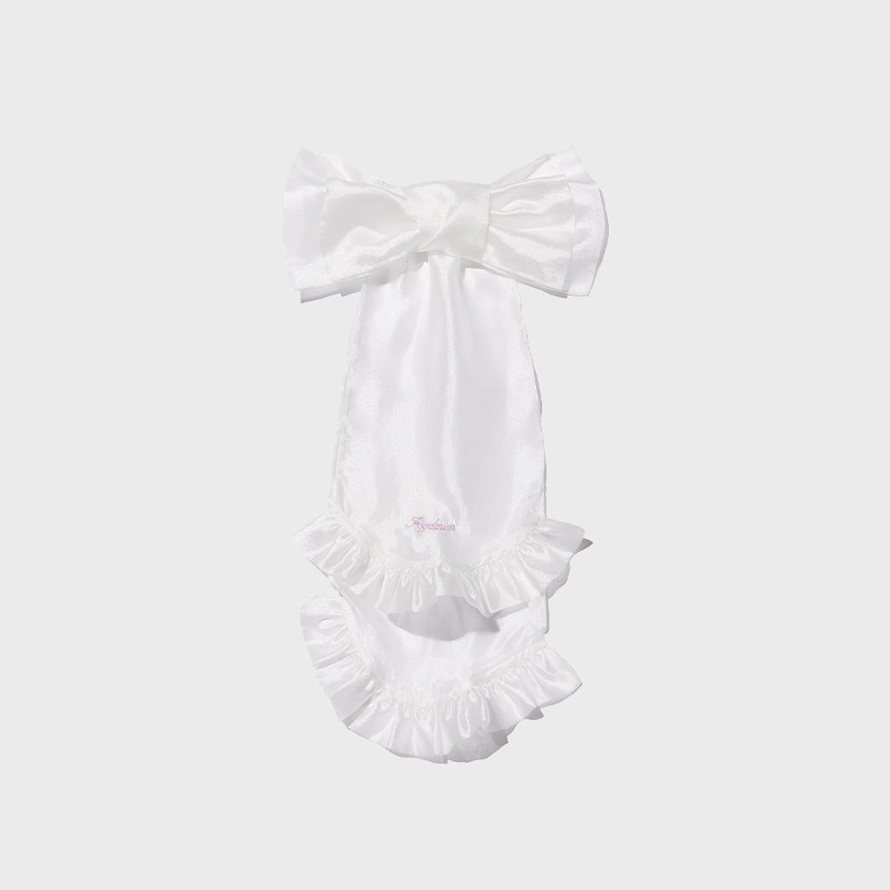 Ribbon Ruffle Hair Pin (white)