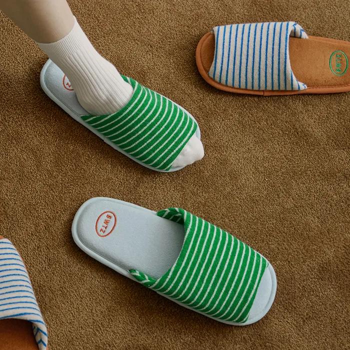 [29CM 단독] [1+1] [BWTZ] 테리 스트라이프 실내화 층간소음 슬리퍼 (여성용 남성용빅사이즈)