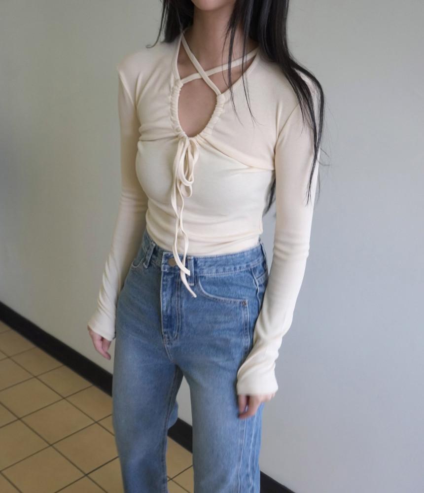 크로스 셔링 슬림 티셔츠