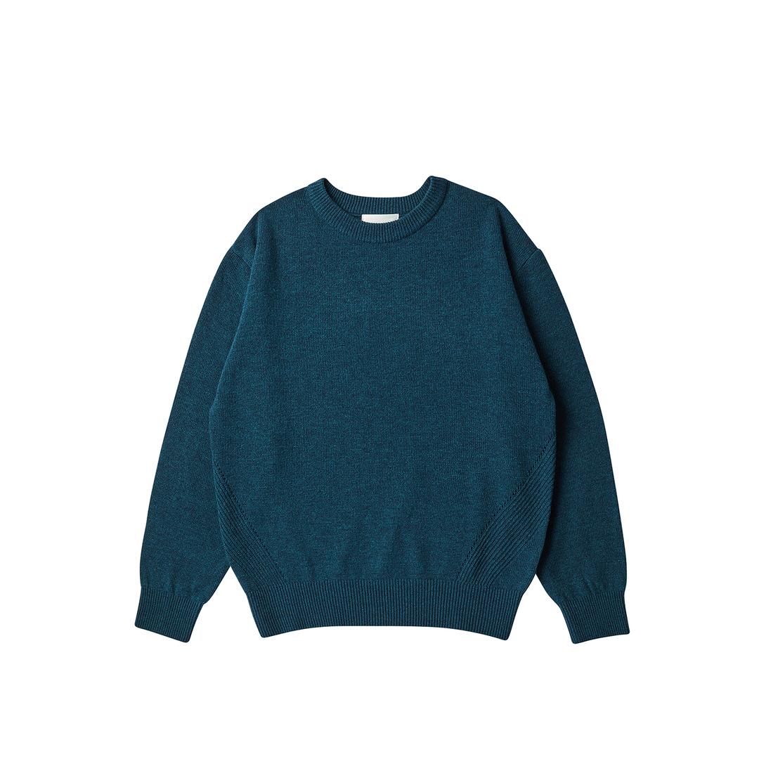 RIBBED LINE CREWNECK SWEATER (Teal)