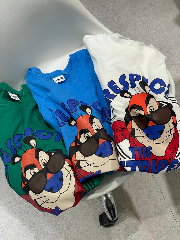 남녀공용 토니 프린팅 오버핏 프리사이즈 여름 라운드넥 코튼 반팔 티셔츠