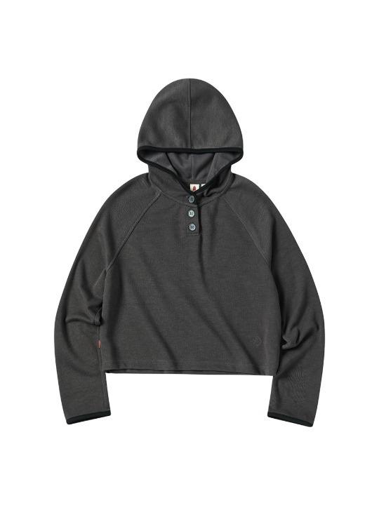 W LAYERED HOOD T-SHIRT [CHARCOAL]