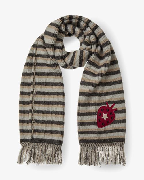 STRIPE TASSEL MUFFLER [BROWN]