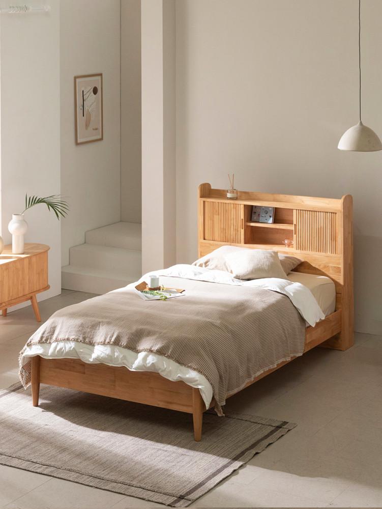 라움에스알 그래그래 템바보드 수납형 슈퍼싱글 원목 침대 프레임 SS