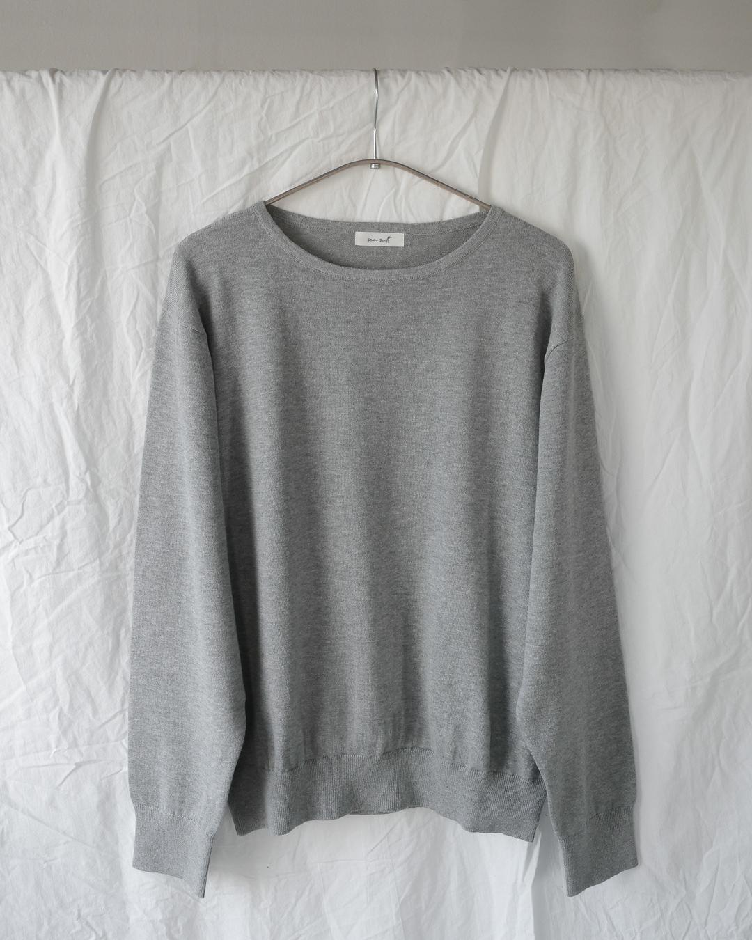 Ramie cotton boat neck knit (melange gray)