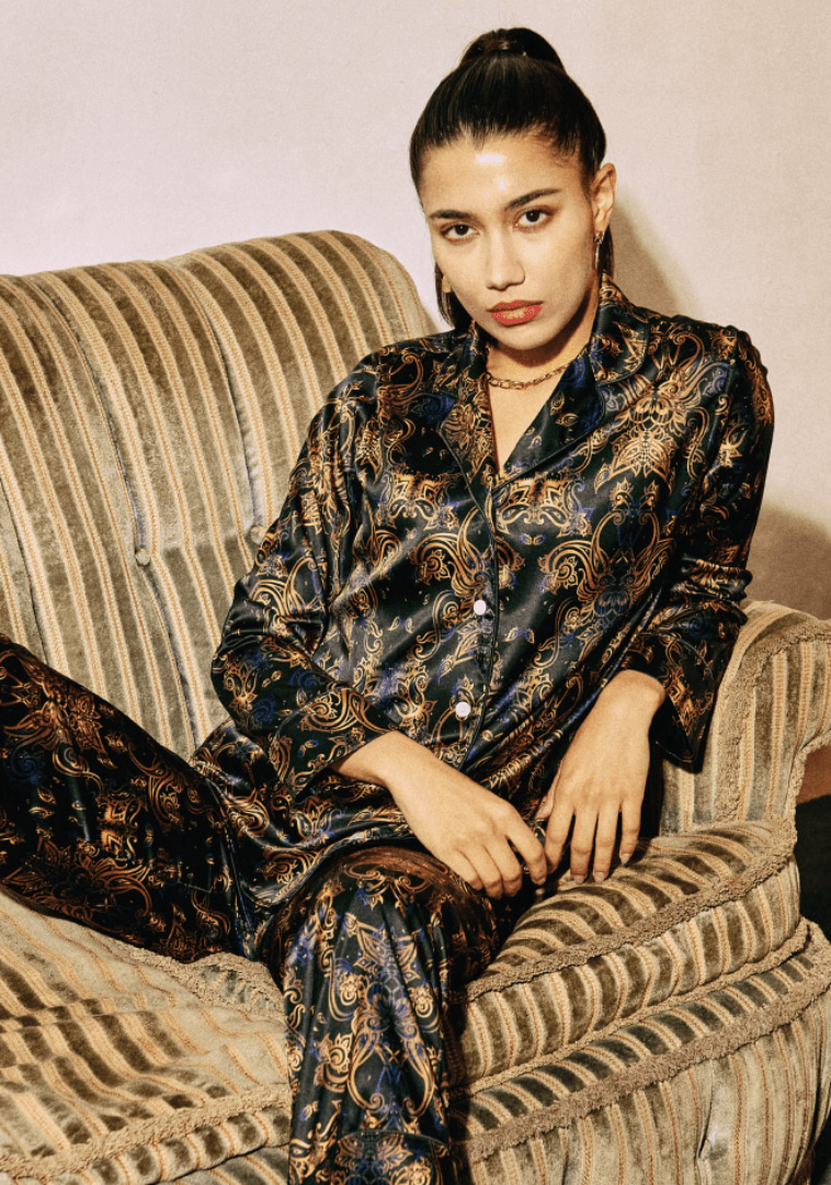 Gold Damask Pajamas Set