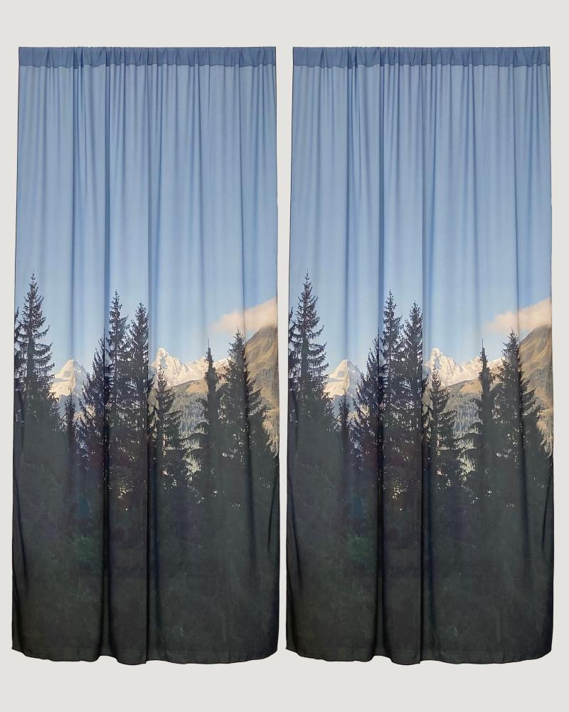 [7차 리오더/꼼마레] 스위스의 숲 쉬폰 커튼 패브릭 포스터 가리개