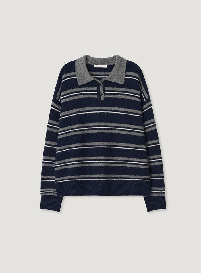 HERRY STRIPE KNIT_NAVY