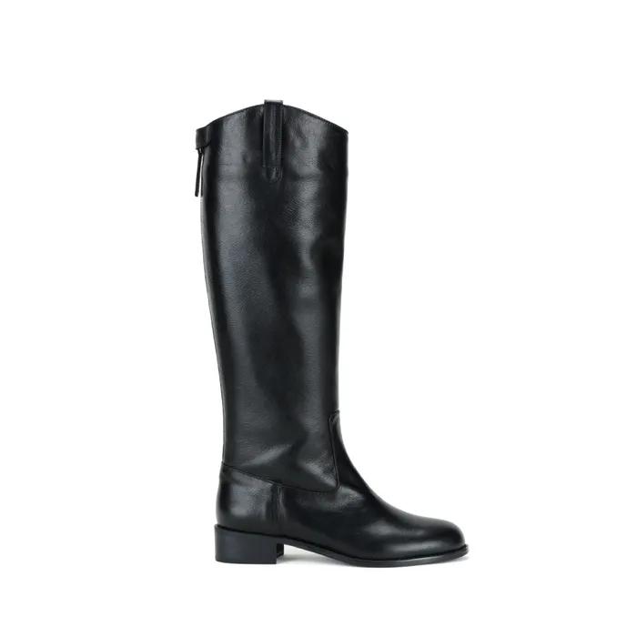 LEATHER RIDING BOOTS (BLACK)