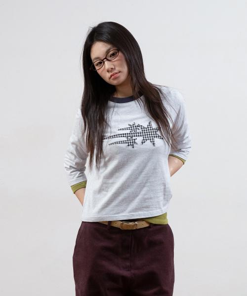 3STAR APPLIQUE 3/4 SLEEVE TEE_LIGHT GREY(NG2GSUT563A)