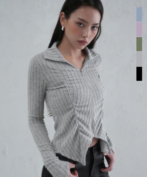 Faye shirring Zip-up - 5COL