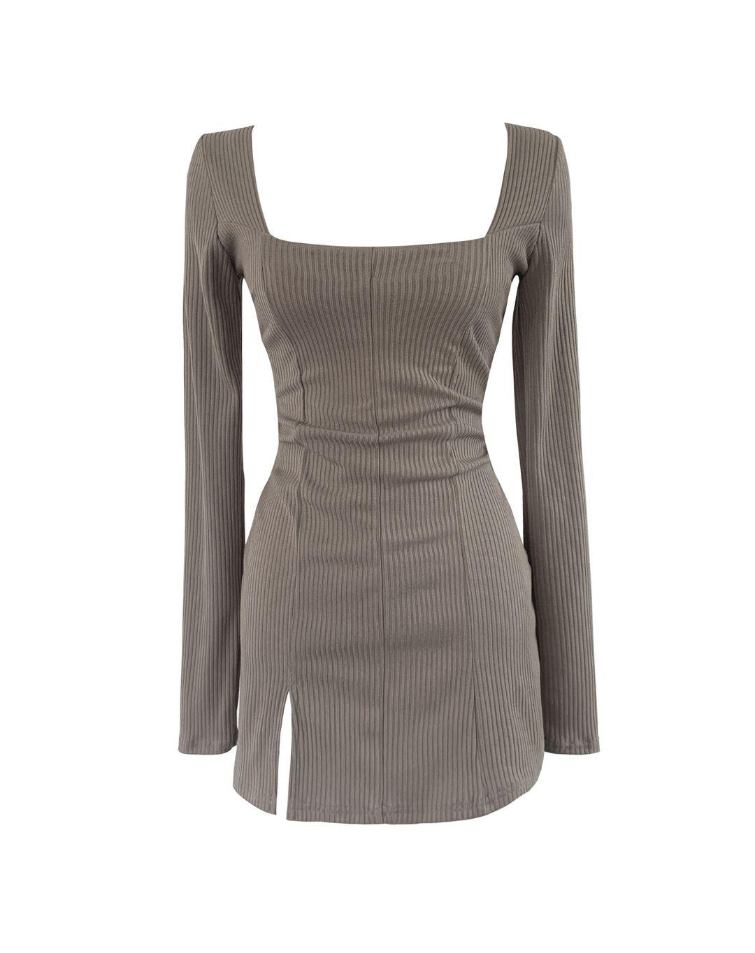 square neck mini dress (beige)