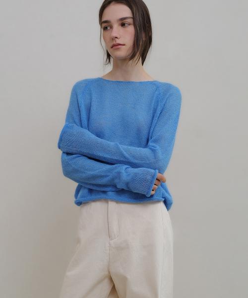 Boat neck sheer knit (blue)