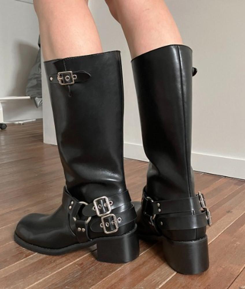 (국내발송) buckle leather boots |버클 레더부츠