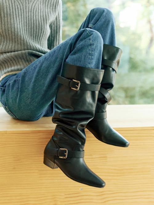 [탈부착 버클] 3way 슬림 토우 버클 바이커 레더 롱 부츠 l KM427-L