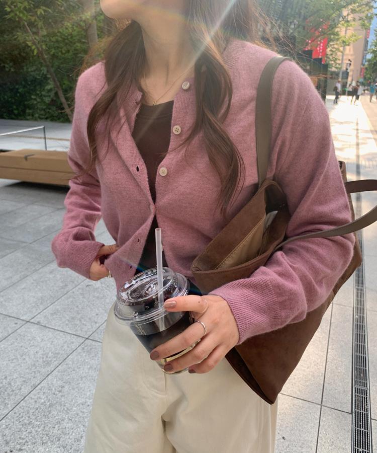 미뉴에트 [라쿤/메리노울 45%] Bints cardigan (뮤트핑크)