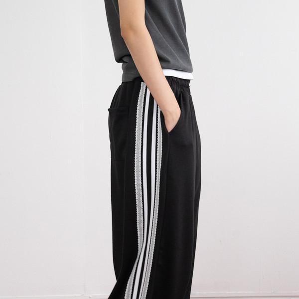 Lace Line Track Pants (Black)