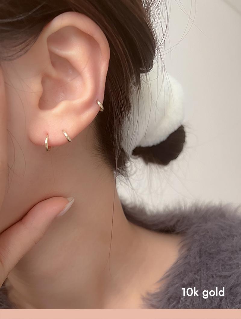 gold simple onetouch earring (10k gold)