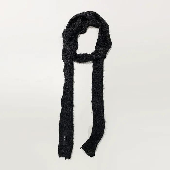 Hairy Knit Muffler Scarf (Black)