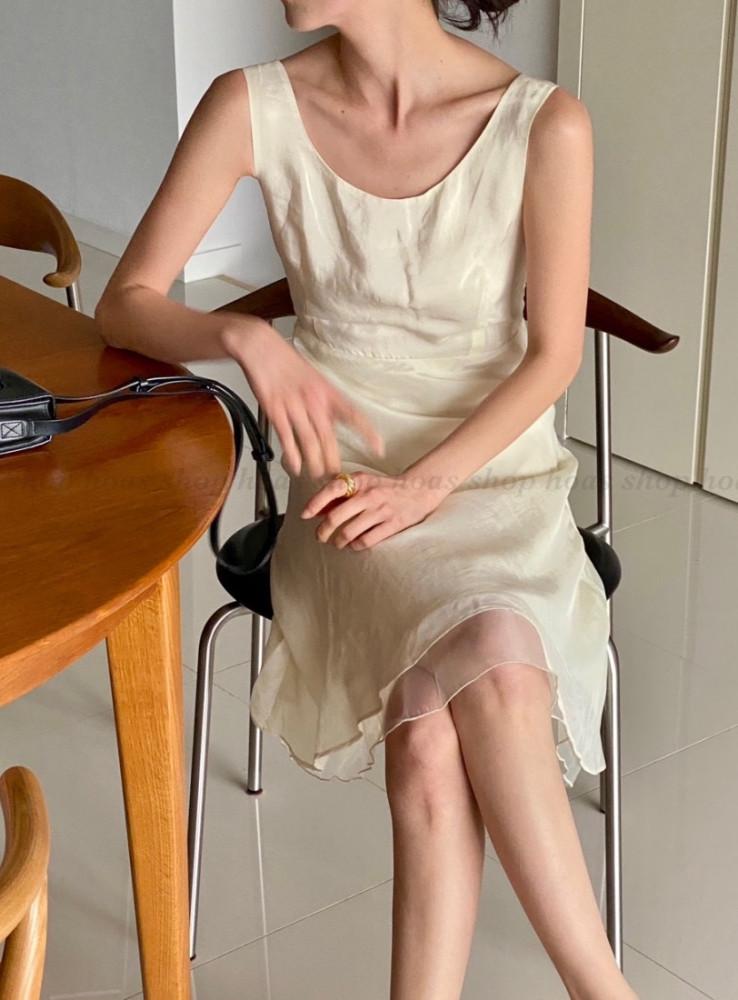 [크림당일] 글로이 실켓 민소매 원피스 샤틴 나시 Ops(2col)