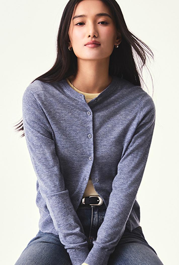 [메리노울블렌드] 여성 라운드넥 카디건_SPCKG23WS1