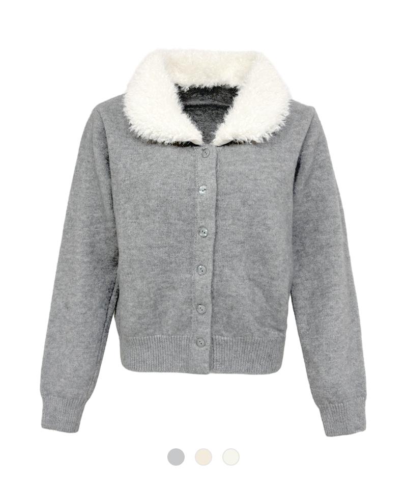 에블린 셰르파 카라 니트 가디건