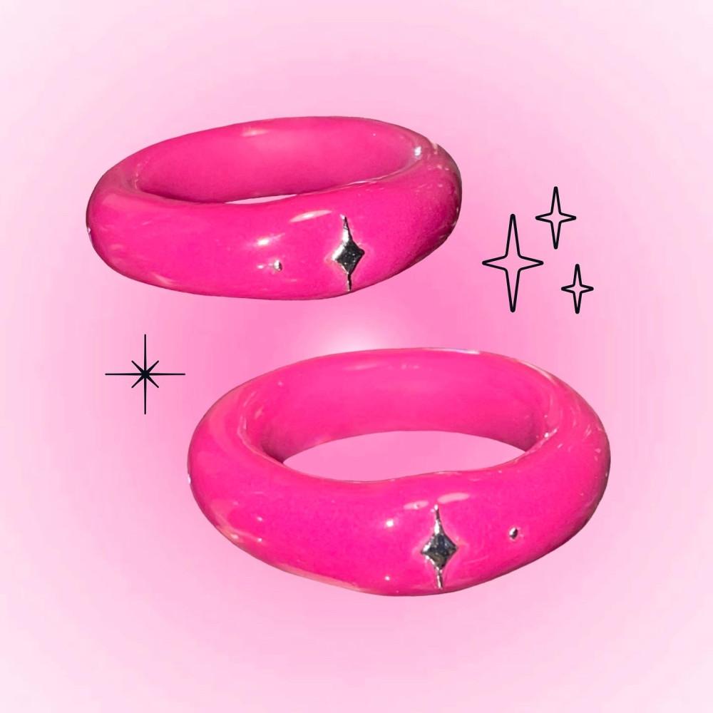 핑크 플래쉬 반지 (Pink flash ring) 클레이링 레트로 키치 y2k 클레이반지