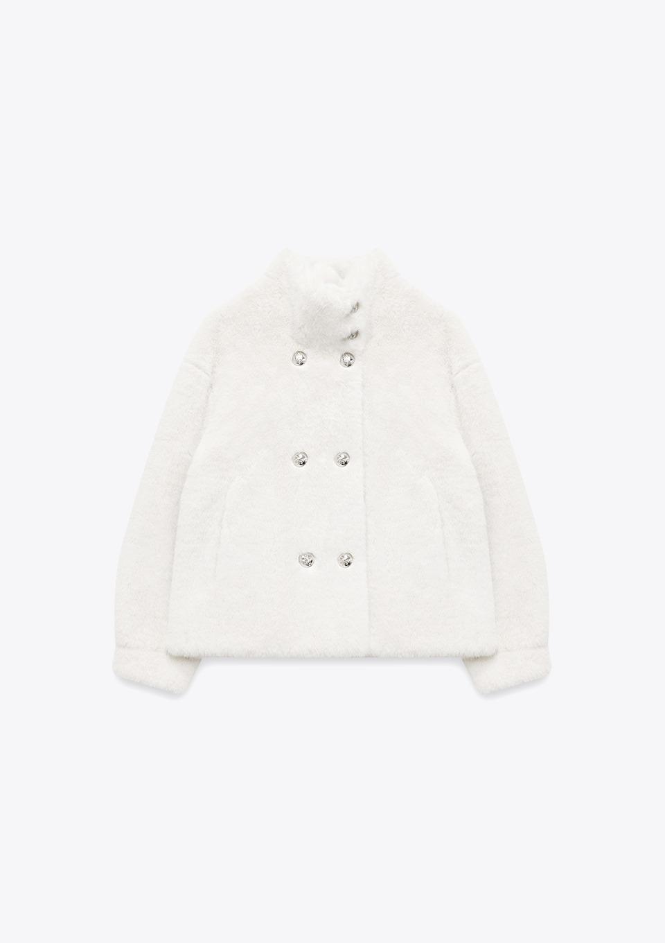 더블브레스티드 페이크 퍼 자켓(MAFDJK12MIV)