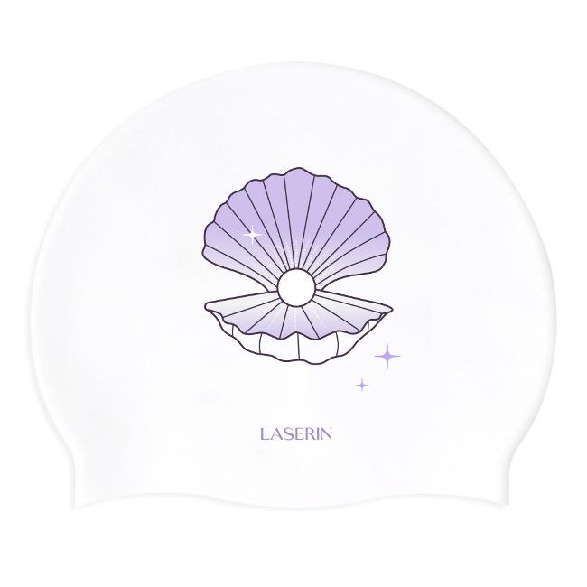 라세린 수모 바이올렛쉘 화이트 수영모 수영모자