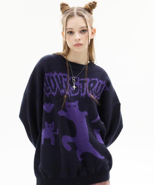 VL 2D CAT KNIT(NAVY)