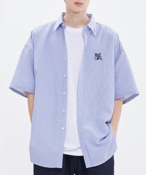 리센츠 로고 스트라이프 셔츠_블루
